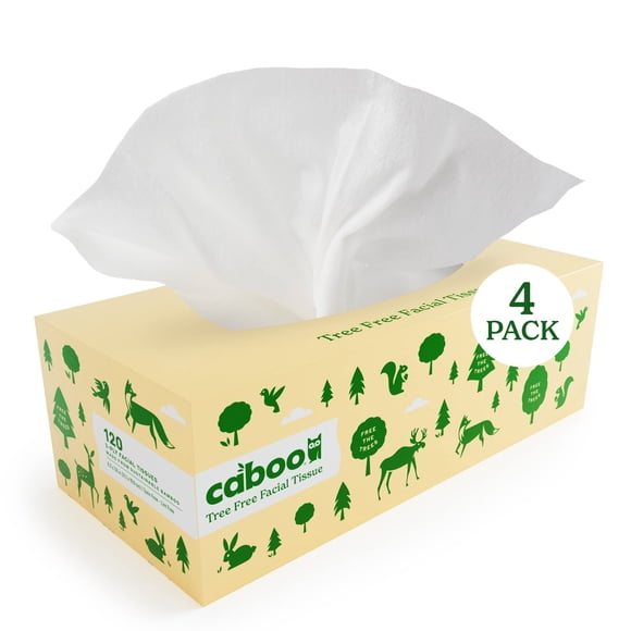 Papel de seda facial Caboo Tree Free, 3 capas, 480 hojas, 4 cajas