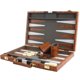 thumbnail image 1 of Set de viaje de cuero marrón Vovotuzzi 15 para juego de backgammon, 1 of 8