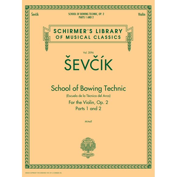 Libro G. Schirmer, Inc. Sevcik Op 2 Partes 1 y 2