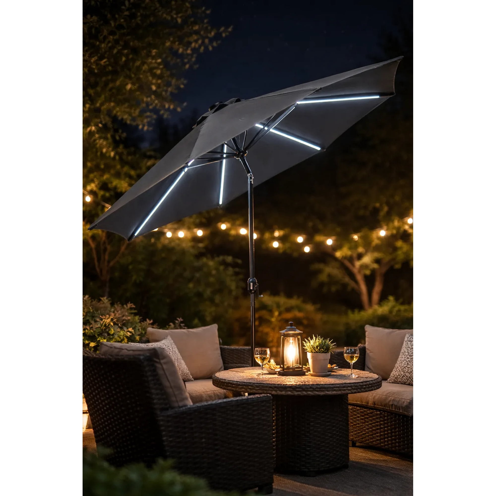 Jardimex - Quitasol 2.63m Luz Led Jardin Patio Playa Terraza Filtro Uv