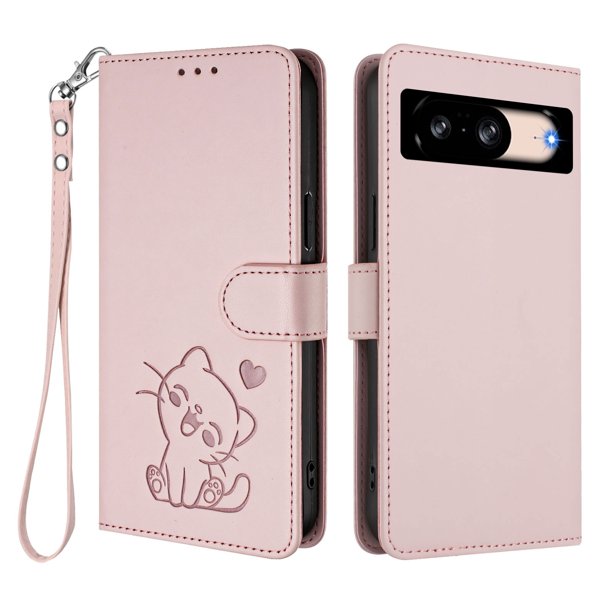 Funda Volteable tipo Billetera con Correa para Google Pixel 8, Rosa