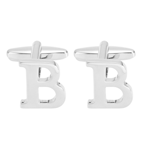 Uxcell Inicial Gemelos, Clásico Letra del Alfabeto B Gemelos de Cobre para Hombres 26 Letras A-Z con Caja para Hombres Padre Esposo Regalos de Bodas Negocios Fiesta de Cumpleaños, Tono Plateado