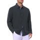 thumbnail image 4 of Camisas formales de hombre con cuello de cuadros, manga larga, camisa de vestir abotonada, XL azul marino, 4 of 6
