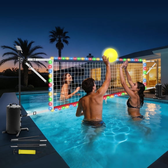 Red de Vóley para Piscina Vidoya con Luces LED Ajustable 4.5-9.75 m