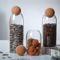 Santú Home & Deco - Contenedor De Vidrio Y Tapa De Corcho Set 3Un