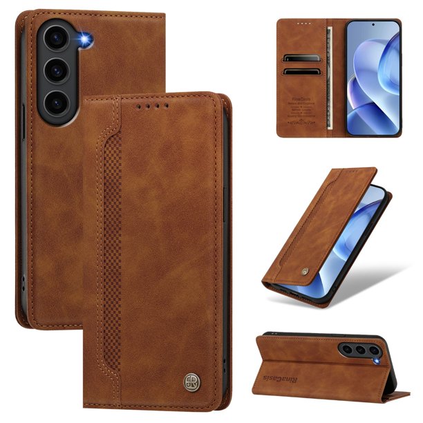 Funda Billetera para Samsung Galaxy S23 Plus Imán y Resistente Marrón