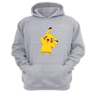 Genérico - Polerón Canguro Pikachú Gris Claro Talla Xl Unisex