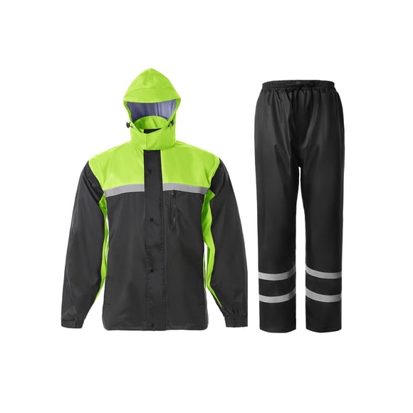 Traje de lluvia SaphiRose reflectante de alta visibilidad para hombre, color negro