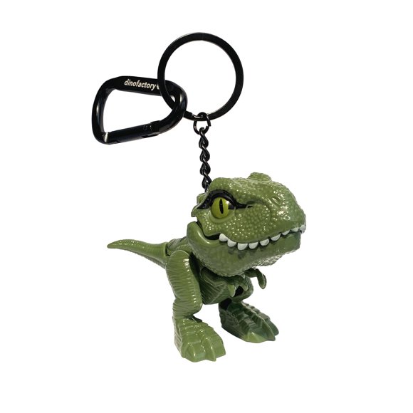 Llavero Dinofactory T‑Rex verde con mosquetón de 5 cm