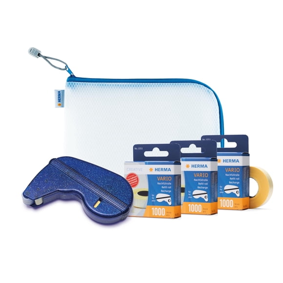 Dispensador de Cuadraditos de Montaje HERMA – 3 Recargas y Bolsa con Cremallera