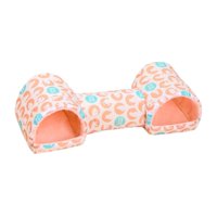 Magideal - Cama De Túneles De Hámster Conejos Juguete Juego Cálido Hábitat De Juguete Conejillos De Indias Cueva Suave Para Animales Pequeños Planeador De Azúcar Rosa