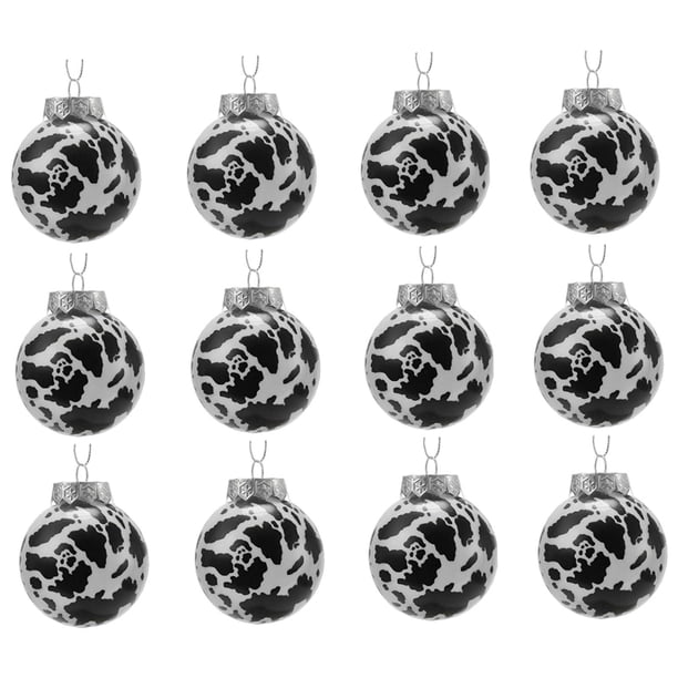 12 Adornos Navideños de Bolas de 6 Cm para Decoración Navideña en Casa Y Fiestas. Estilo Rústico, Resistente Y Versátil. Ideales para Colgar en El árb Blanco y negro