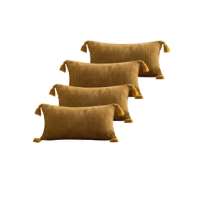 Genérico - Pack De 4 Fundas De Cojin Chenille Con Borlas 30X50 Amarillo