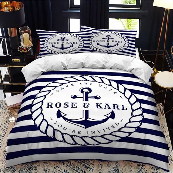 All Season Duvet Cover and Pillowcases Nautical Series Bedding Comforter Sets Soft Quilt Cover Double