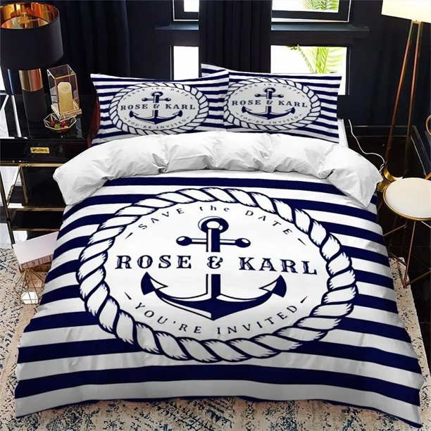 All Season Duvet Cover and Pillowcases Nautical Series Bedding Comforter Sets Soft Quilt Cover Double