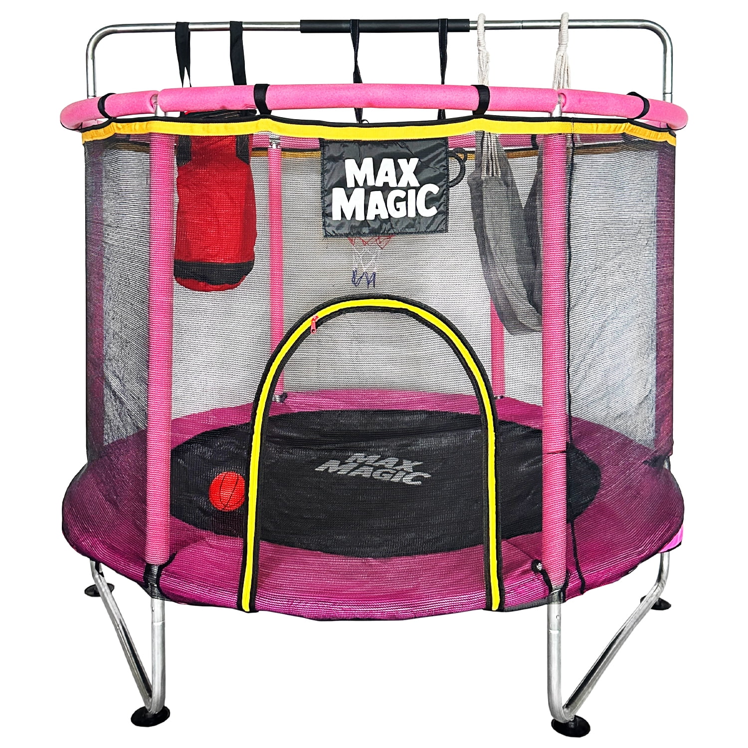 Cama Elástica Infantil Max Magic Rosada Con Accesorios 140cm
