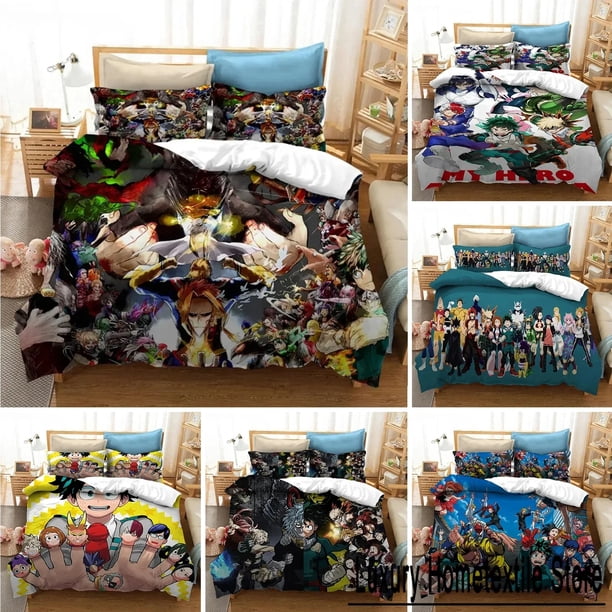 My Hero Academia Bedding Set Boys Girls Twin Queen Size Duvet Cover Pillowcase Bed Kids Adult Fashion Home TextileextileBed Sheets