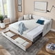 thumbnail image 1 of Twin Size Upholstery Daybed with Trundle Bed and Two Storage Drawers , Flat Arms with Pocket, Extendable Daybed for Bedroom Living Room,Linen Beige, 1 of 3
