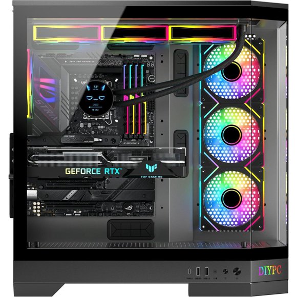 DIYPC Vanguard-F1-BK Torre ATX Full Tower Gaming con Ventiladores RGB