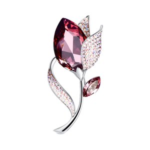 Ioensy - Flor Broche Pin Aleación Brillo Moda Hermosa Para Mujer Ropa Regalos Rojo