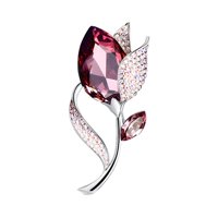 Ioensy - Flor Broche Pin Aleación Brillo Moda Hermosa Para Mujer Ropa Regalos Rojo