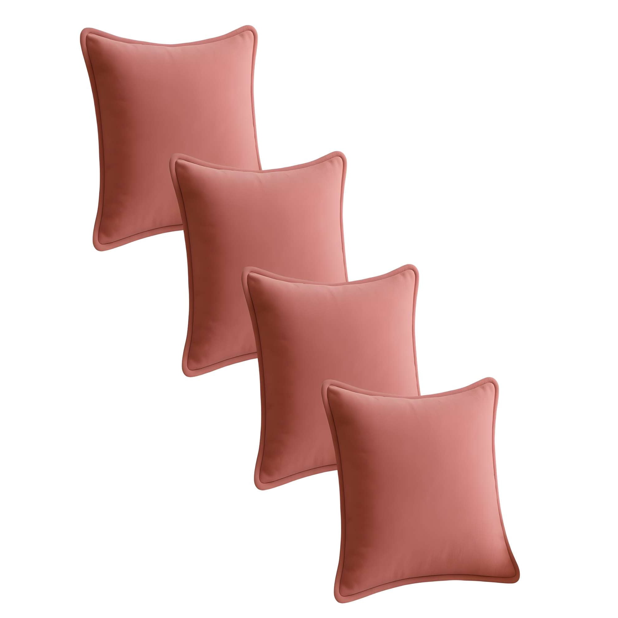 Genérico - Set De 4 Fundas De Cojin Lisa Con Borde 45x45 Rosa