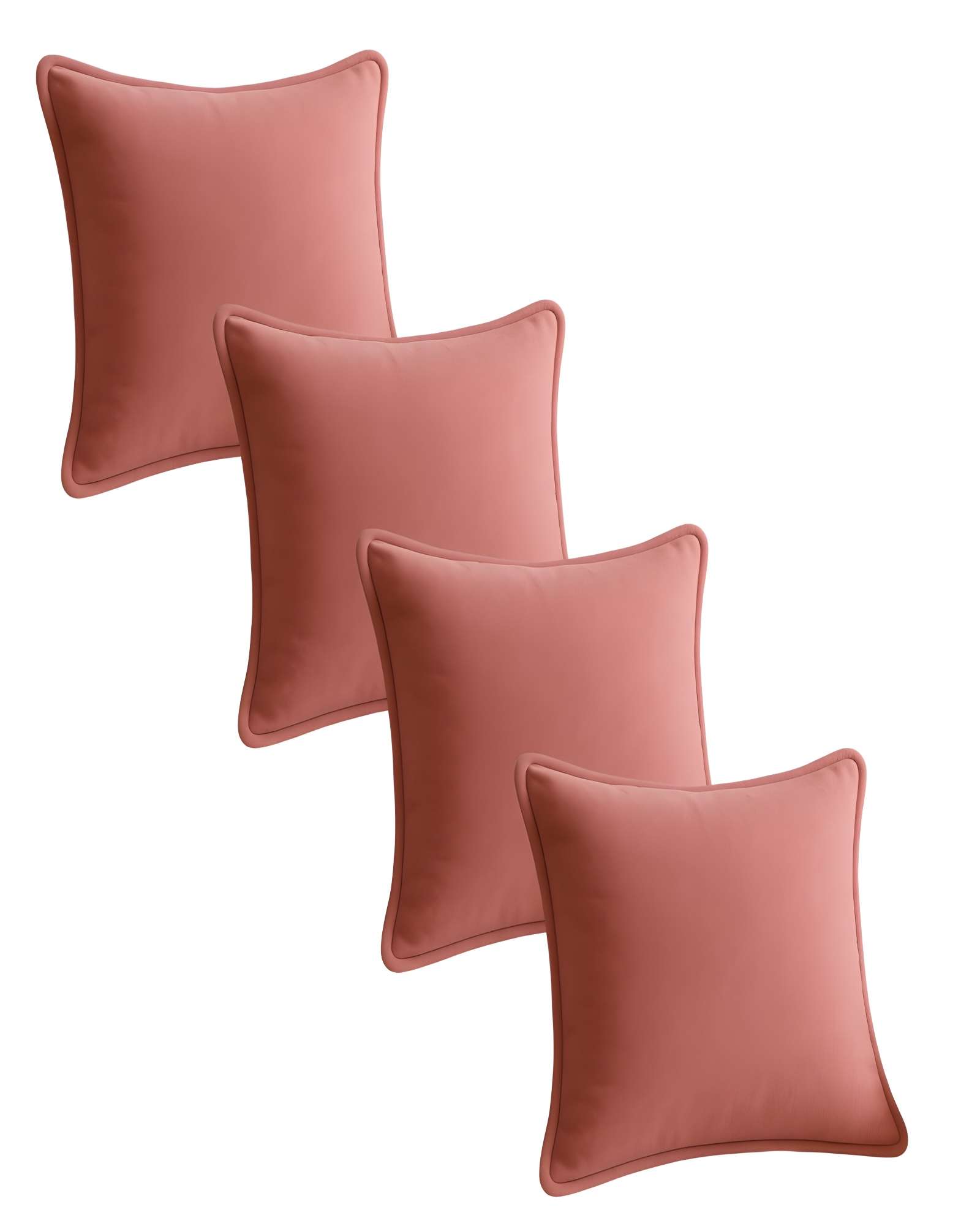 Genérico - Pack De 4 Fundas De Cojin Lisa Con Borde 45X45 Rosa