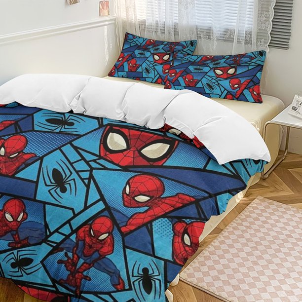 Spider-Man Family Bed 3 Piece Set Personalized Bedding Decor for Kids And Teens Anime Student Dormitory Cover