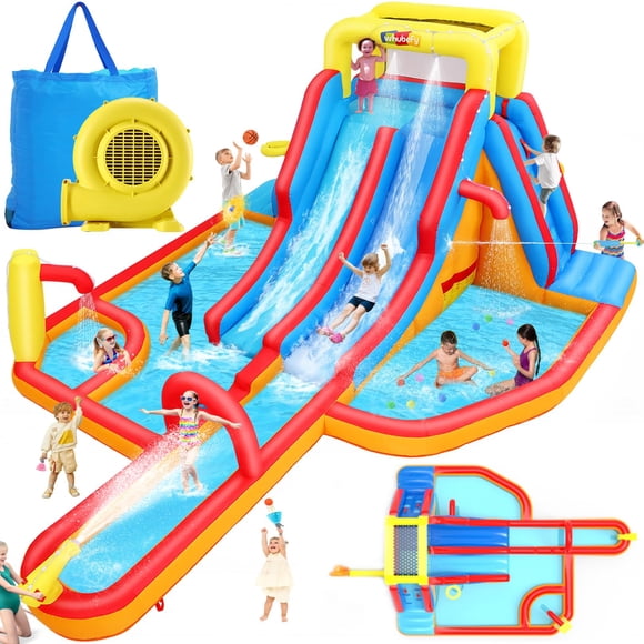 Tobogán Acuático Inflable Whubefy 5.9 m Doble Carril