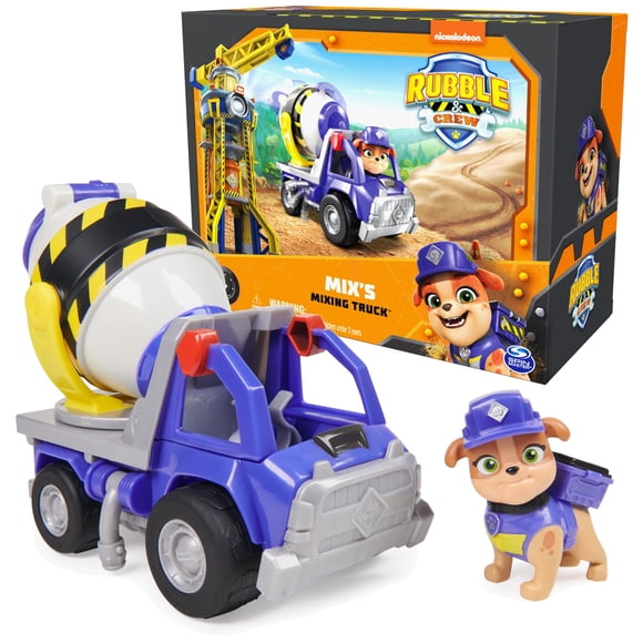 Mezcladora de cemento Rubble & Crew Mix de Toy Truck con figura de acción