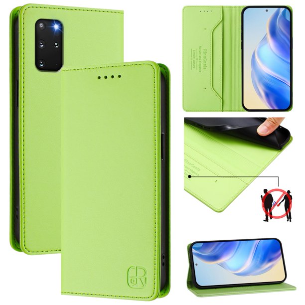 Funda Billetera con Soporte para Samsung Galaxy S20 Plus Bloqueo RFID Plegable Verde claro