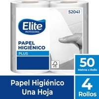 Elite Professional - Papel Higiénico Elite Plus 1 Hoja 4 Rollos X 50 Mts
