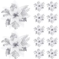 Genérica - Pack 12 Flores Navideña Adorno De Navidad Decoración Árbol Φ 14Cm