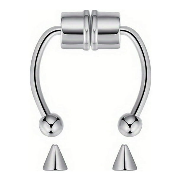 Stainless Steel Magnetic Nose Ring for Men - Strong and Comfortable Nasal Septum Clamp with Perforation for Jewelry Enthusiasts