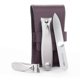 thumbnail image 1 of Juego de cortaúñas GERMANIKURE de 3 piezas con estuche de viaje de cuero morado, 1 of 9