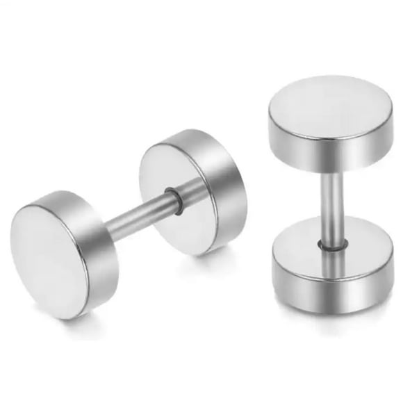 Aros Punk Rock Acero Moda 6mm Juvenil Plateado Barbell