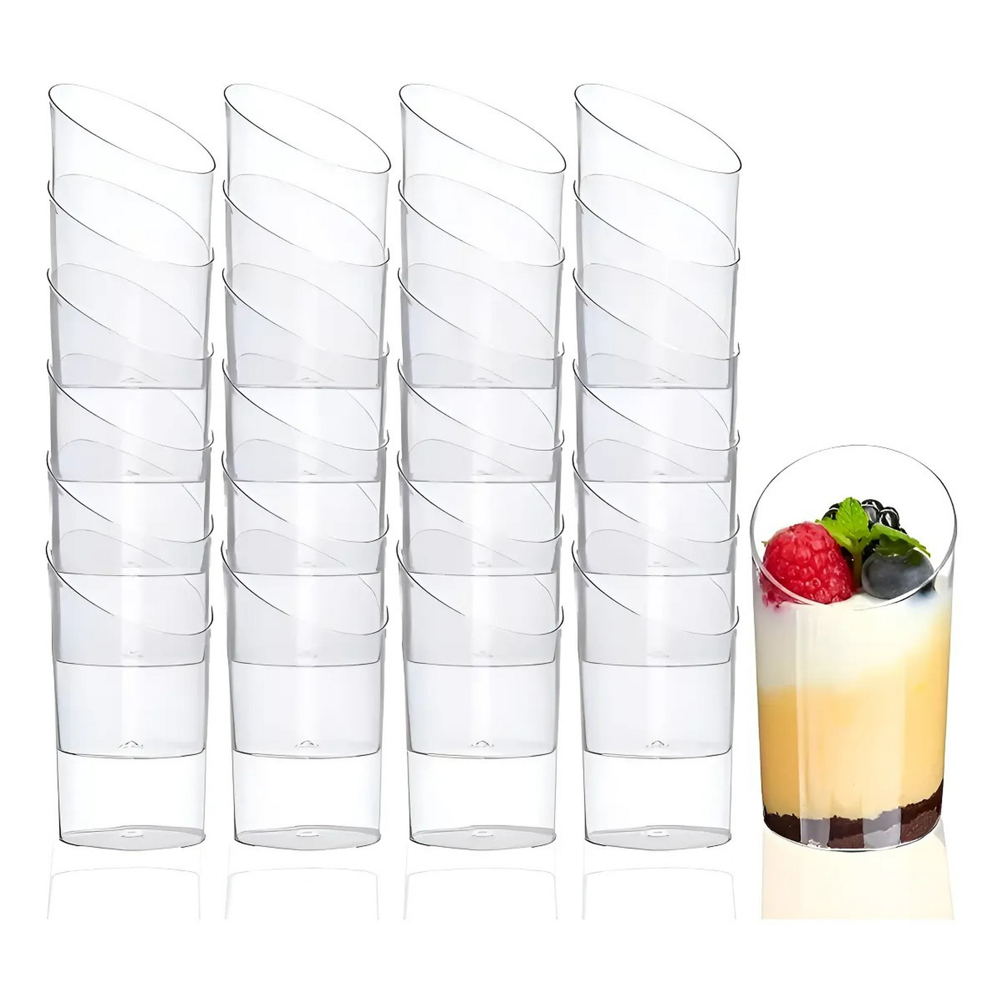 Genérica - 100 Vasos Shot Acrilico Postres Vasos Plastico Vasos De Postres Pocillos 60ml No Bpa