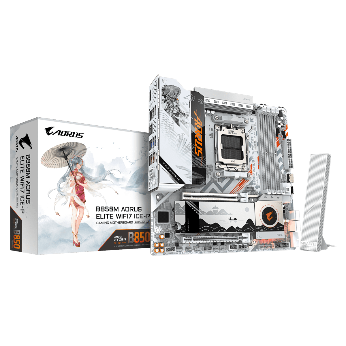 Placa Madre Gigabyte B850m Aorus Elite Wifi7 Ice-p, Socket Am5, 4x Ddr5, 2x M.2, X3d Turbo Mode