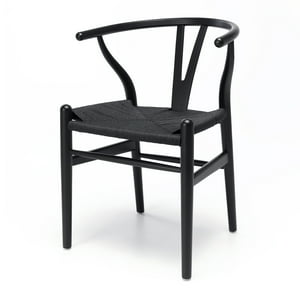 Castletec - Silla De Madera Wishbone Asiento De Cuerda Lf9-01 - Negro