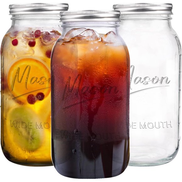 Frascos Glassmagic de boca ancha, 64 oz (1892 ml), 3 unidades