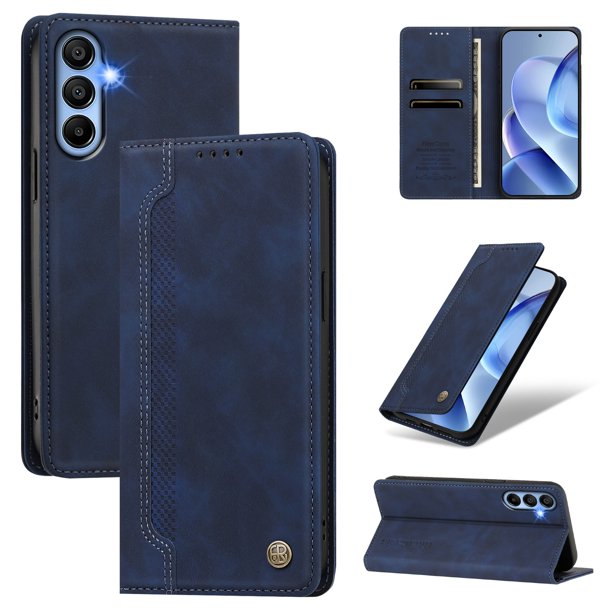 Funda Billetera para Samsung Galaxy A15 Imán y Resistente Azul