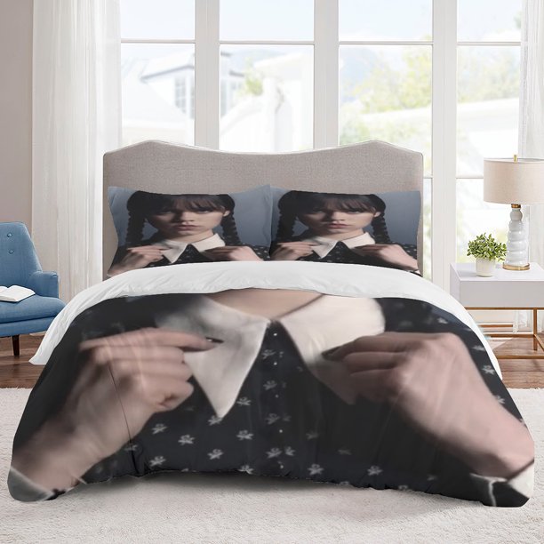 Wednesday Bedding Sets Cartoon Duvet Cover Lightweight 3 Piece Bet Sets for Kids Boys Girls