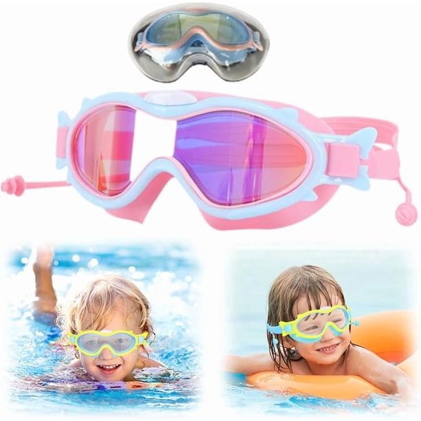 Gafas natación niños montura grande visión amplia antivaho impermeable correa ajustable