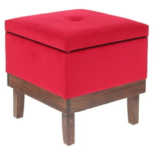 Máxima Design - Pouf Baúl Emilia Rojo Felpa 45X45X46 Cm