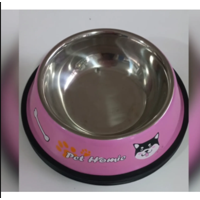 Genérico - Plato Mascota Perro Gato Comedero Metal 15 Cm Rosa