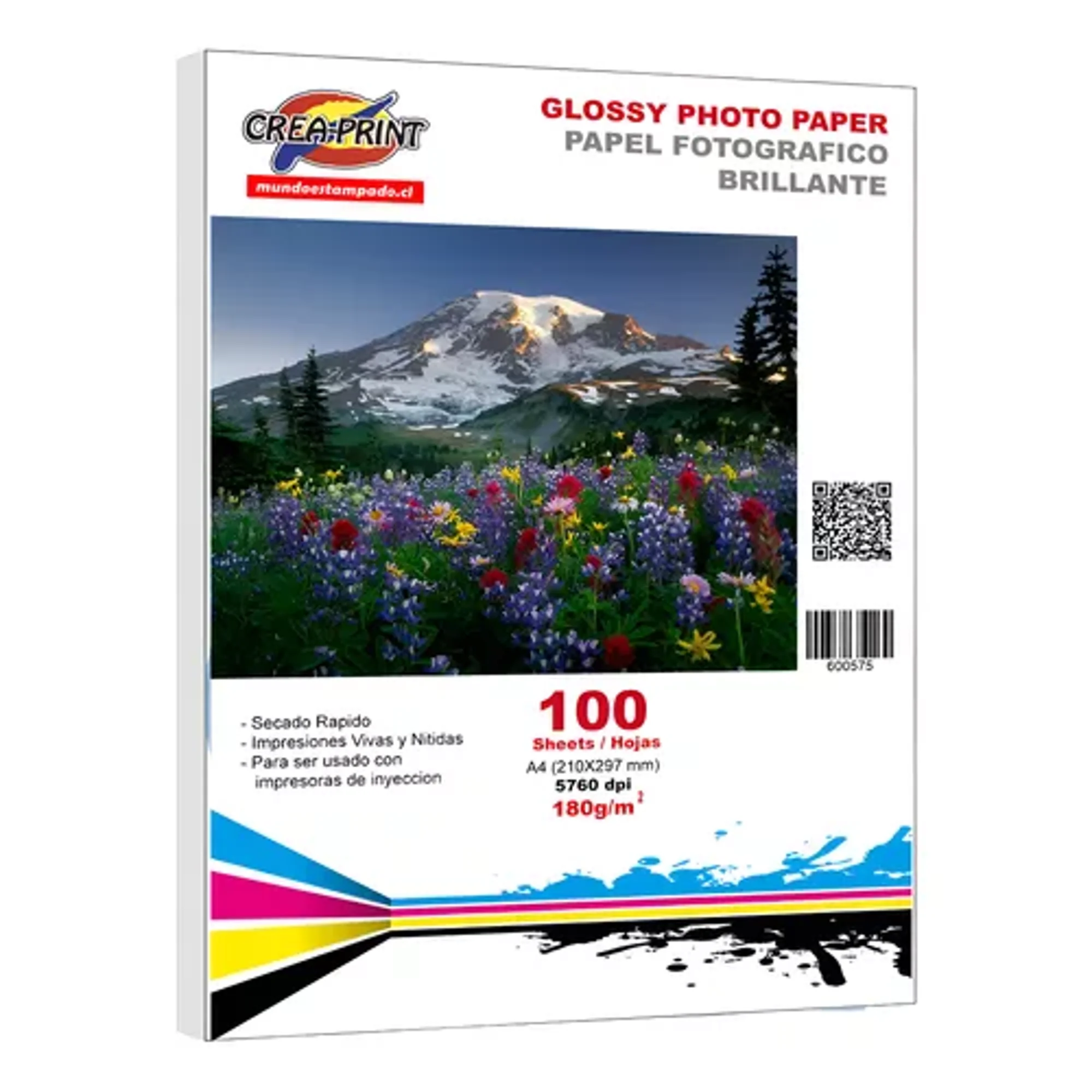 Creaprint - Papel Fotográfico 100 Hojas Brillante 180grs A4