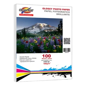 Creaprint - Papel Fotográfico 100 Hojas Brillante 180Grs A4