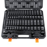 Juego De Enchufes Vevor 1/2 Drive Impact, 65 Piezas, Sae 10-32 Mm, Con Funda