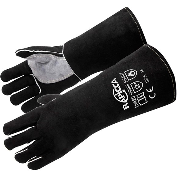 Guantes de soldadura MIG RAPICCA para hombre, de cuero ignífugo, resistentes hasta 350 °C