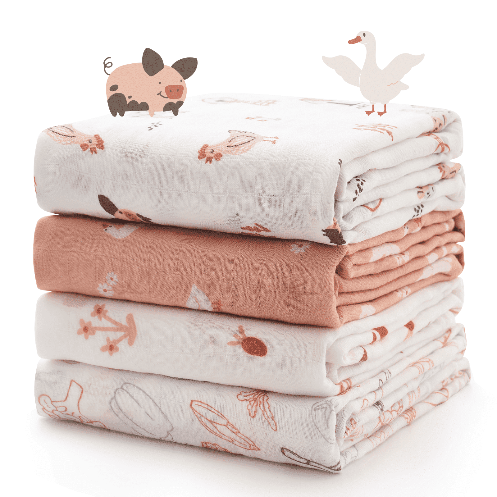 Manta Momcozy Muselina Para Envolver Bebé Pack De 4 Grande 47" X 47" Unisex